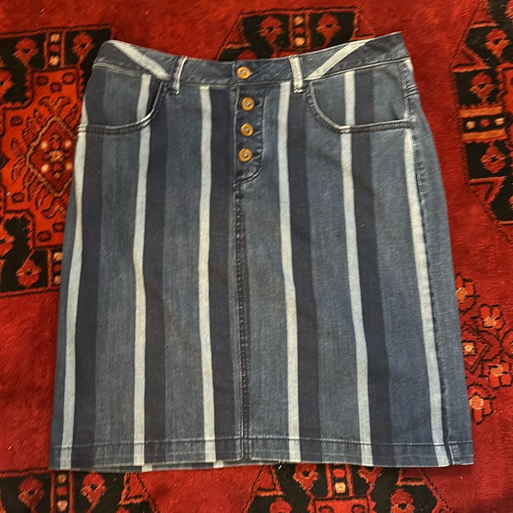 Maeve Striped Denim Skirt